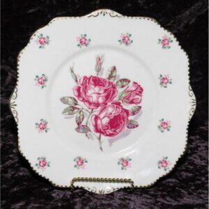 TUDOR ROSE Cake PLATE Royal Stafford England China Serving Dish Sandwich Platter